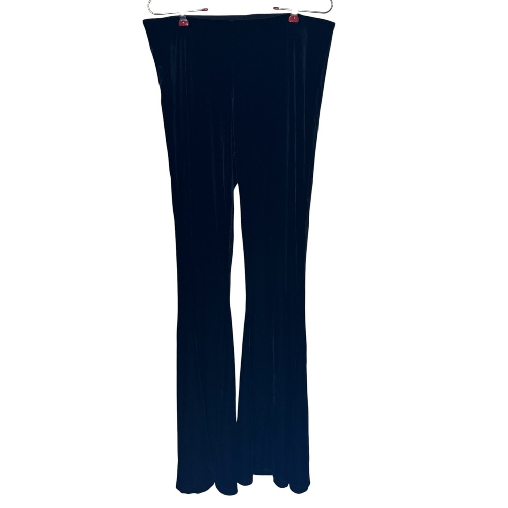 Free People Women's Pants Y2K Velour Flared Leg Retro Glam Pull On Black Medium